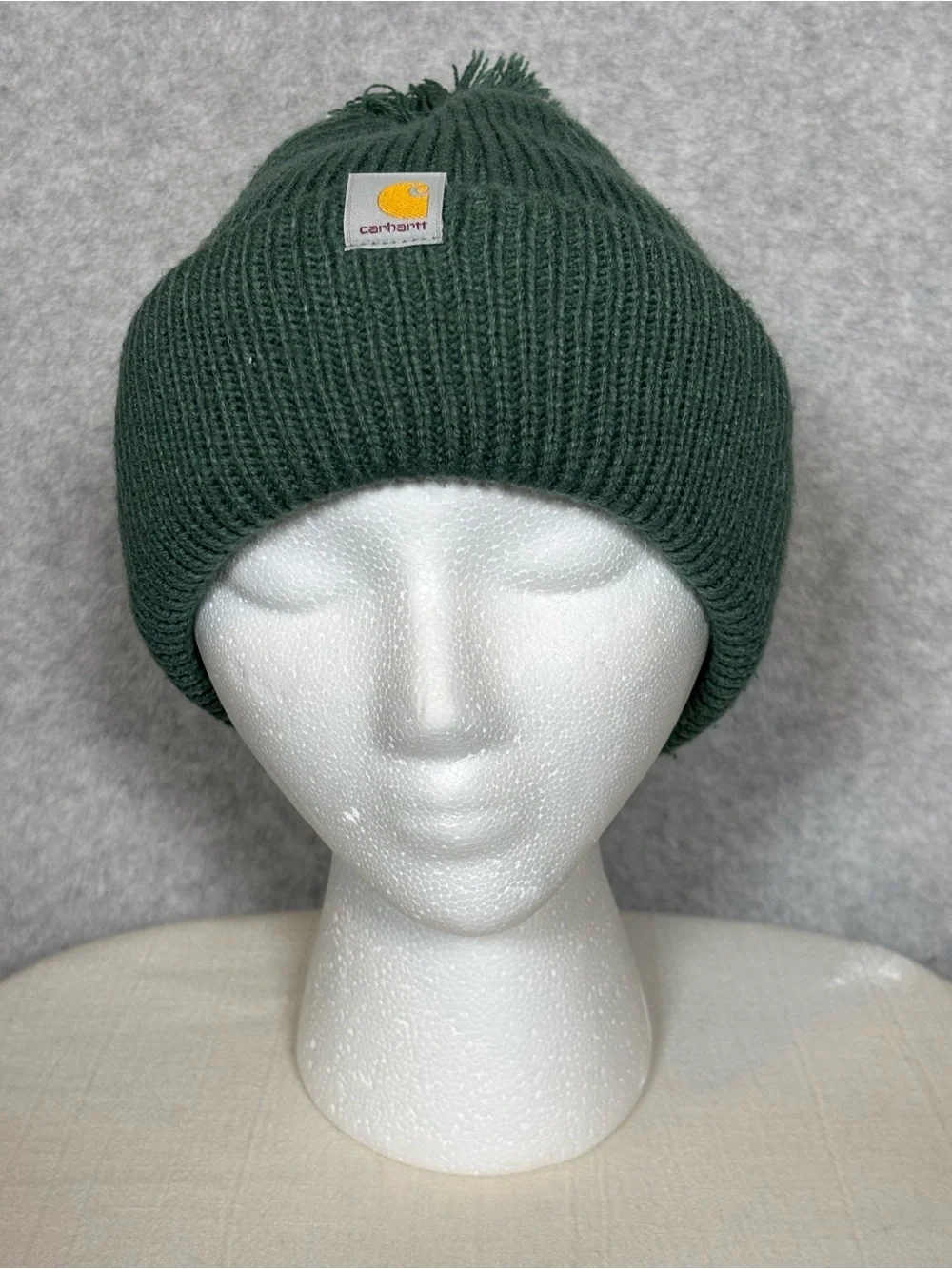Carhartt Knit Pom-Pom Cuffed Beanie Hat-Green-Women One Size
